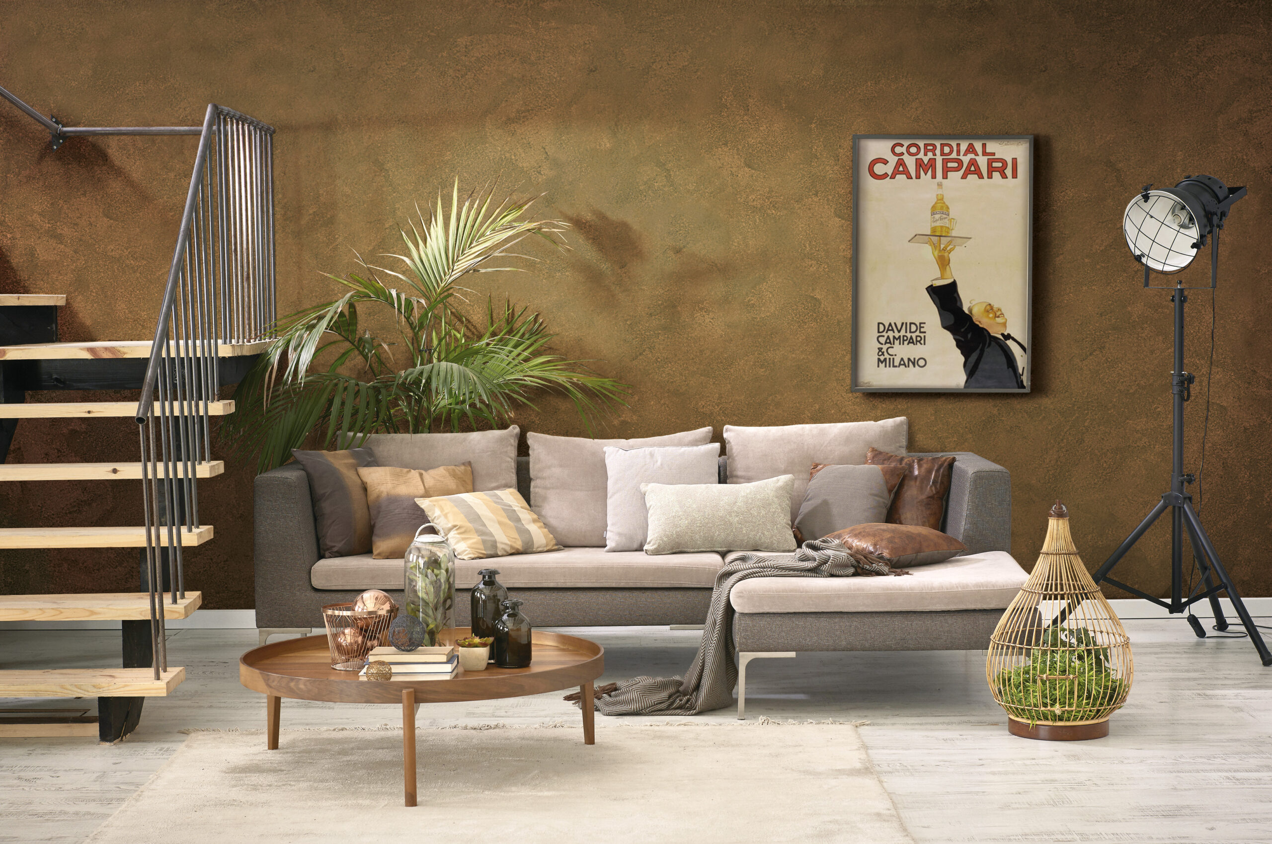 luxury grey living room decoration style with grey sofa lamp and